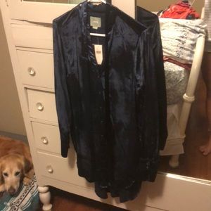 Anthro Maeve velvet navy shirt dress or tunic